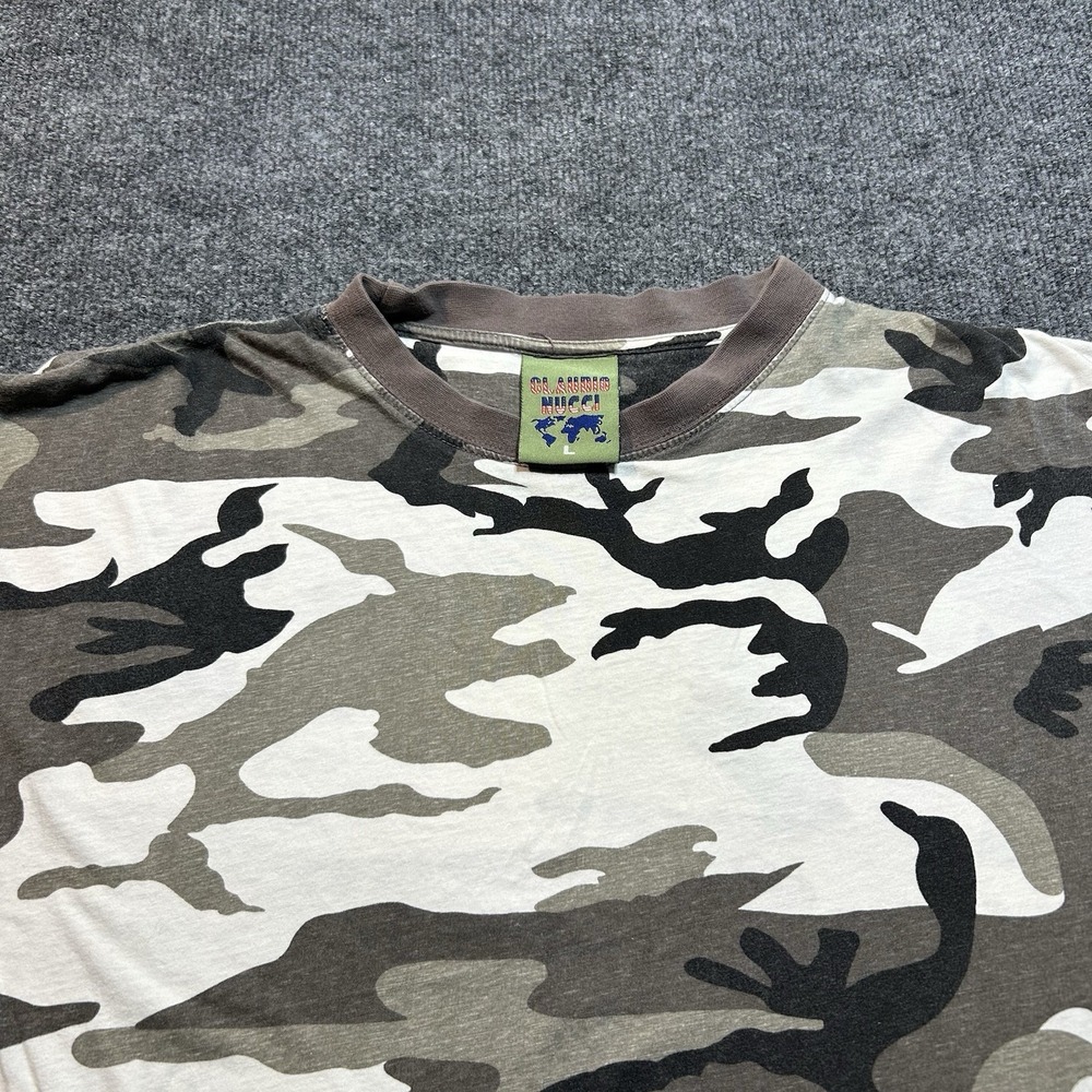 Claudio Nucci Men's Large Camo Green T-shirt Vintage Short Sleeve Streetwear